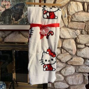Hello Kitty faux rabbit fur Candy cane Christmas blanket holiday blanket